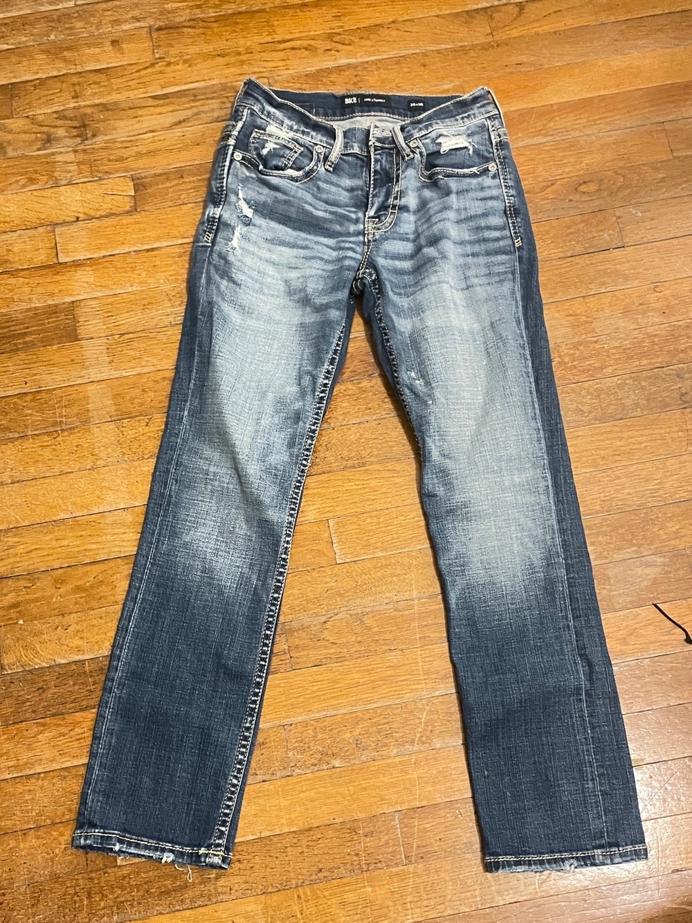 BKE Men’s (Jake straight) Straight Leg Jeans in Faded Blue Denim size 28x30